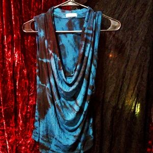 Black & Blue Tie Dye Cool Job Blouse